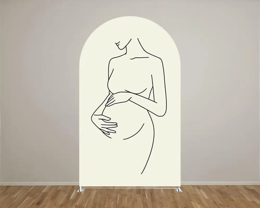 Pregnant Woman Theme Arched Fabric Backdrop Covers for Parties Chiara Double-Sided Birthday Baby Shower Dessert Table Decoration