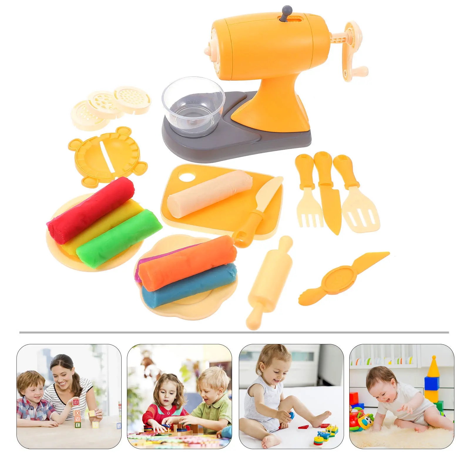 1Set Kids Noodle Machine Colored Clay Simulation Educational Cartoon Kitchen Playset for Creative Indoor Outdoor Fun
