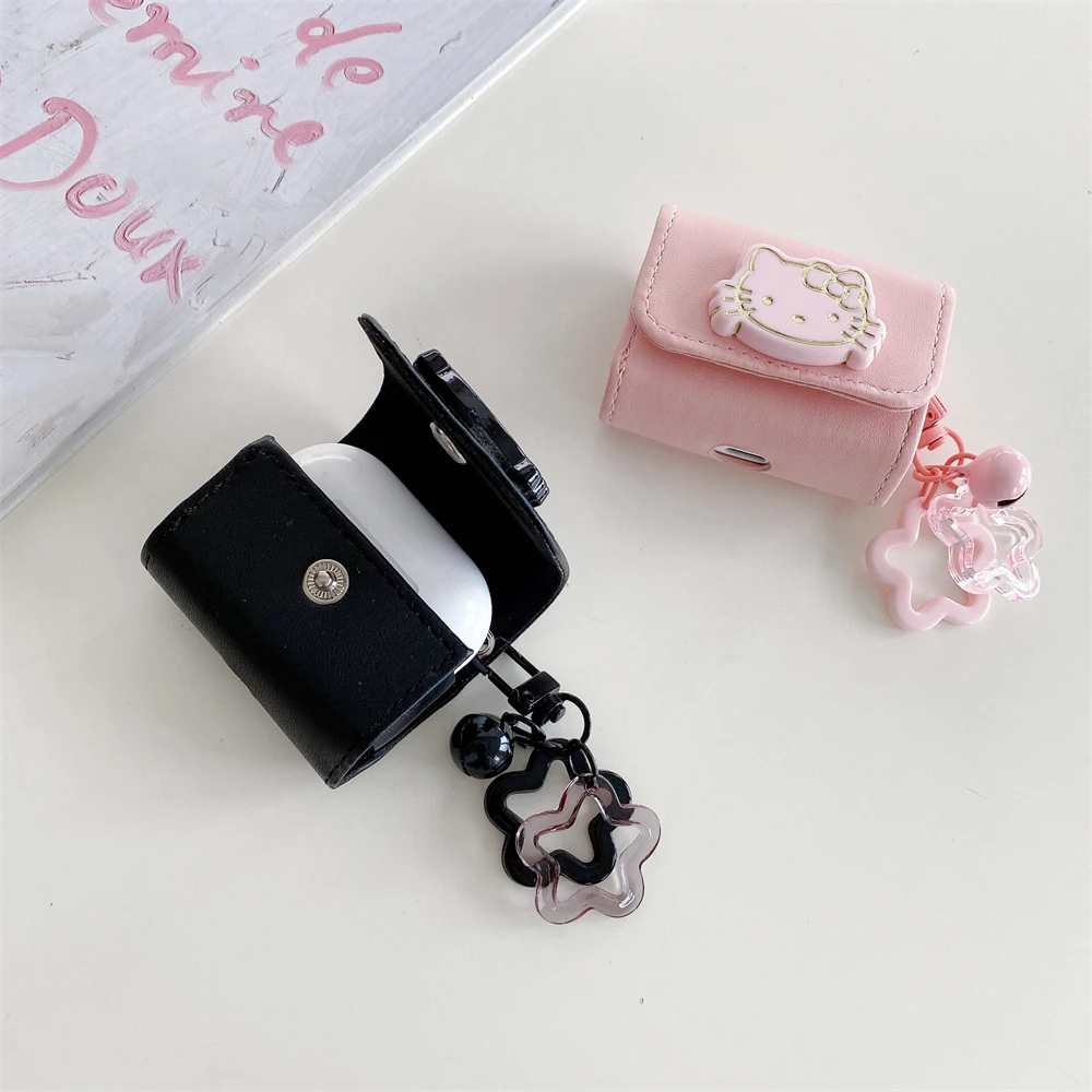 3D Bow Hello Kitty Earphone Cover For Apple AirPods 1 2 3 Generation Airpods Pro Pro2 Wireless Bluetooth Headphone Case Leather