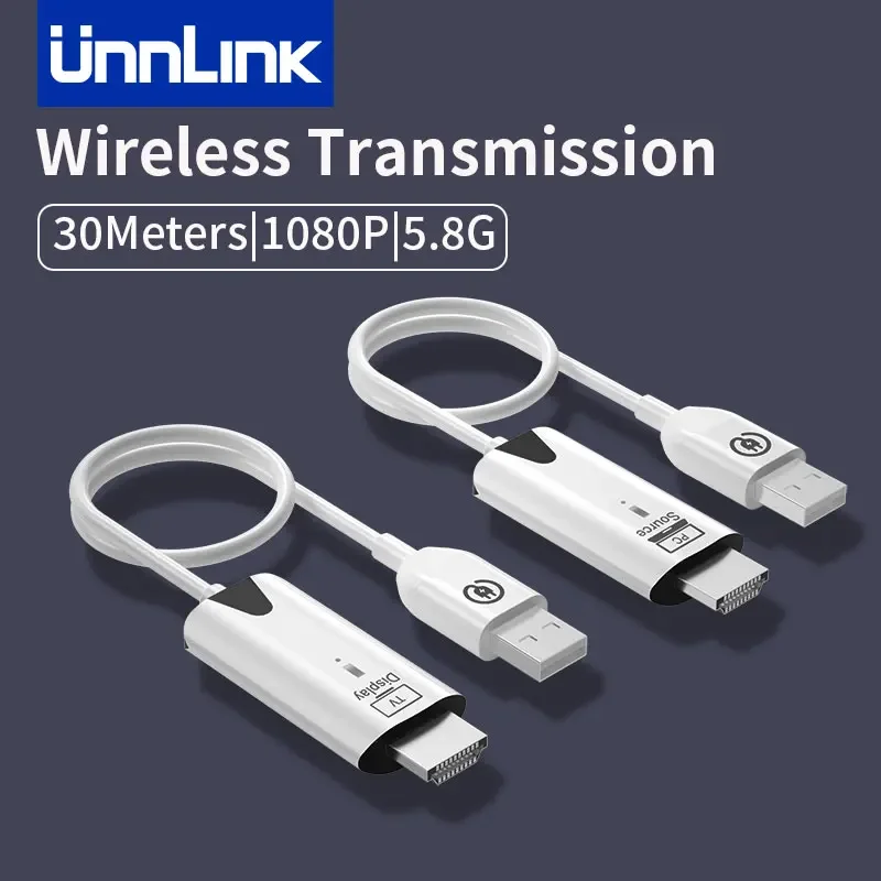 Unnlink 5G 1080P TV Wireless WiFi Mirroring Cable HDMI Video Dongle Transmitter Adapter for PC to TV