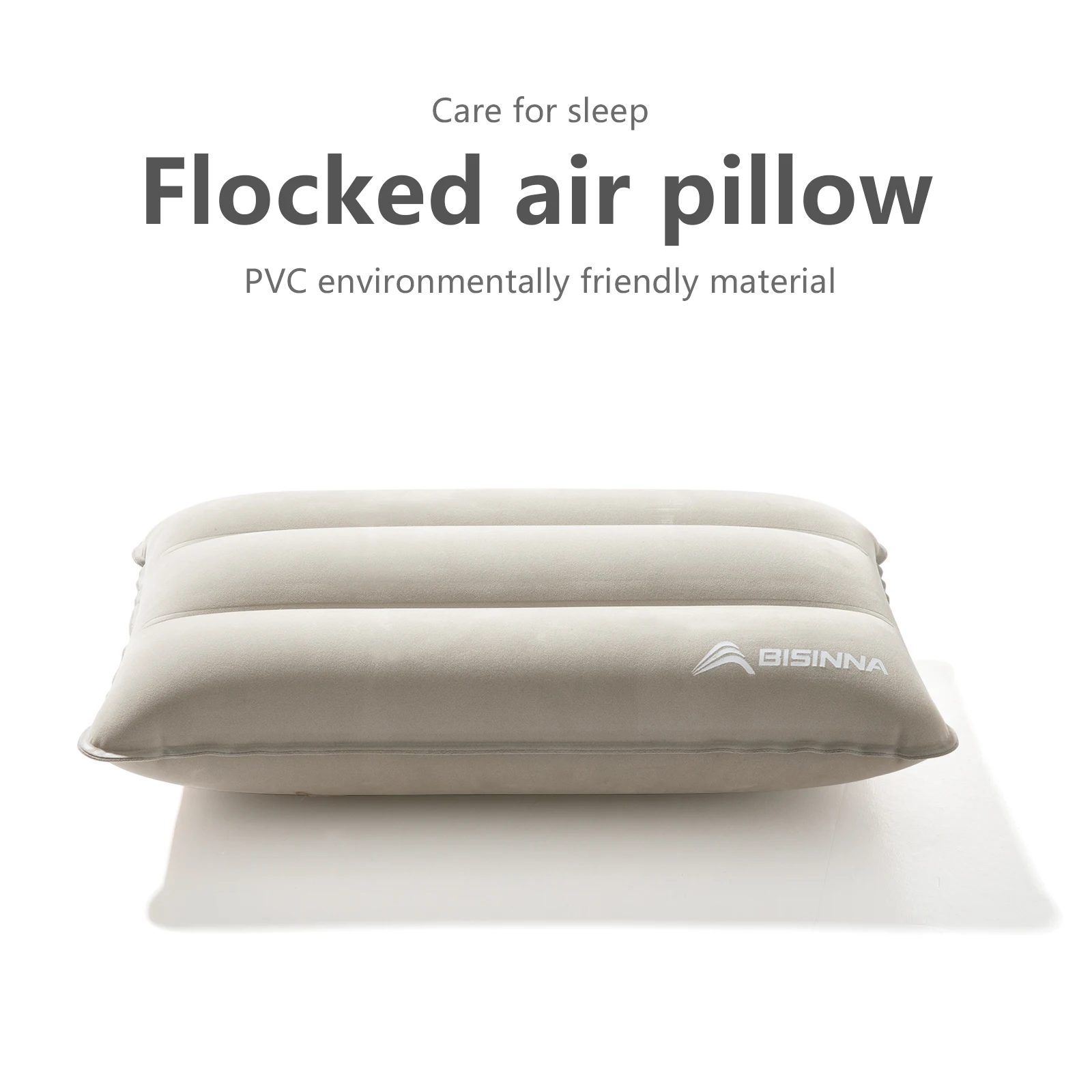 BISINNA Inflatable Pillow,Portable Camping Neck Pillow,Compressible Folding Flocking Air Cushion for Sleeping Travel Hiking gallery 4