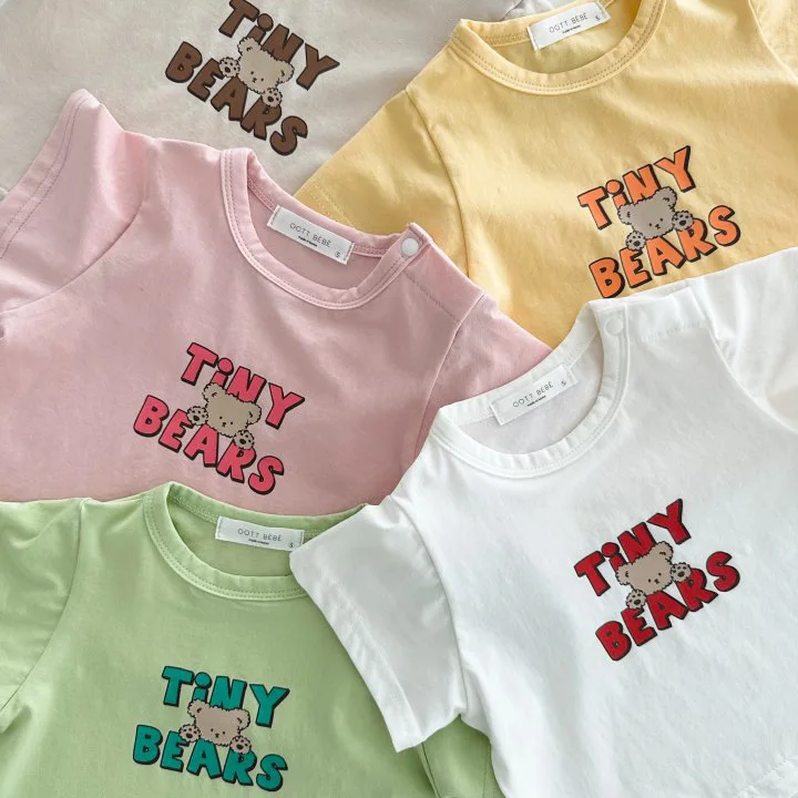 2024 Zomer Nieuwe Baby Korte Mouw T-Shirt Schattige Beer Print T-Shirts Voor Jongen Meisje Candy Color Peuter Tops Baby Kleding