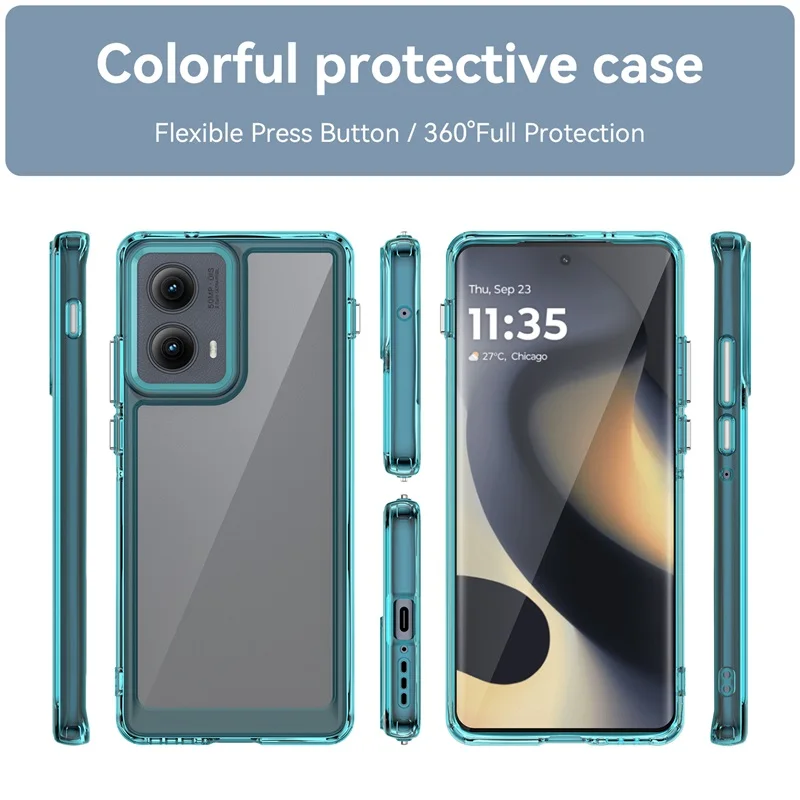 Transparent PMMA Case For Motorola Edge 2024 Gen 5 Edge2024 Gen5 Colorful Soft Border Hard Protective Back Shell Dustproof Cover