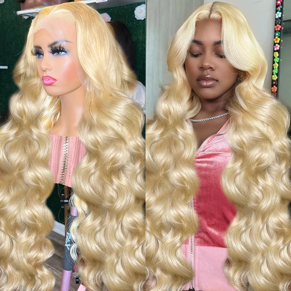 Rosabeauty 13x6 HD Blonde 613 Colored Body Wave Lace Front Human Hair Wigs Glueless 13X4 Frontal 250 Density 40 Inch Wig