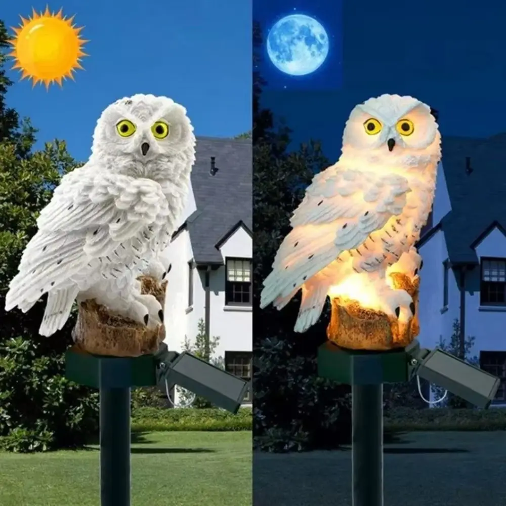 

Colorful Owl Solar Garden Light Realistic Waterproof Landscape Lawn Lamp Cordless Ground Mounted Solar Stake Light Outdoor Use