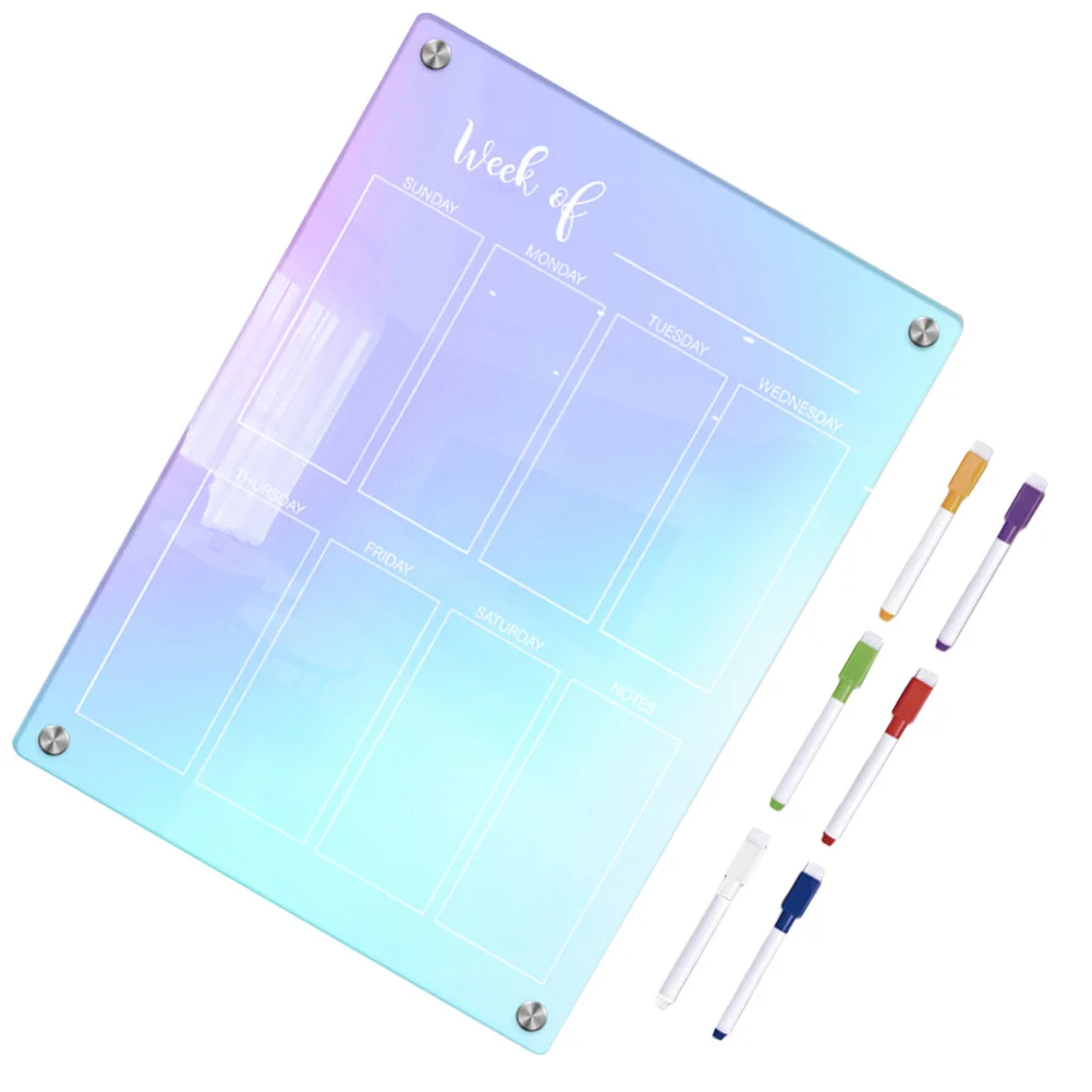 Dry Erase Planner Acrylic Magnetic Fridge Board Reusable Daily Schedule Organizer For Kitchen Wall Refrigerator Clear White