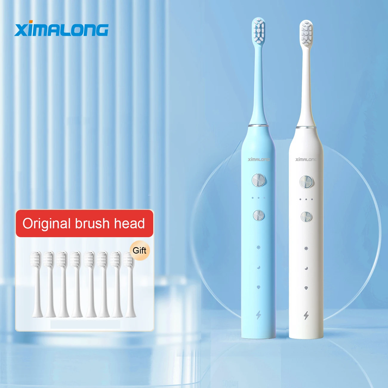 Ximaw فرشاة أسنان كهربائية بالموجات الصوتية T8 الكبار الموقت فرشاة 9 طرق Type-C شاحن قابلة للشحن فرشاة الأسنان استبدال رؤساء مجموعة