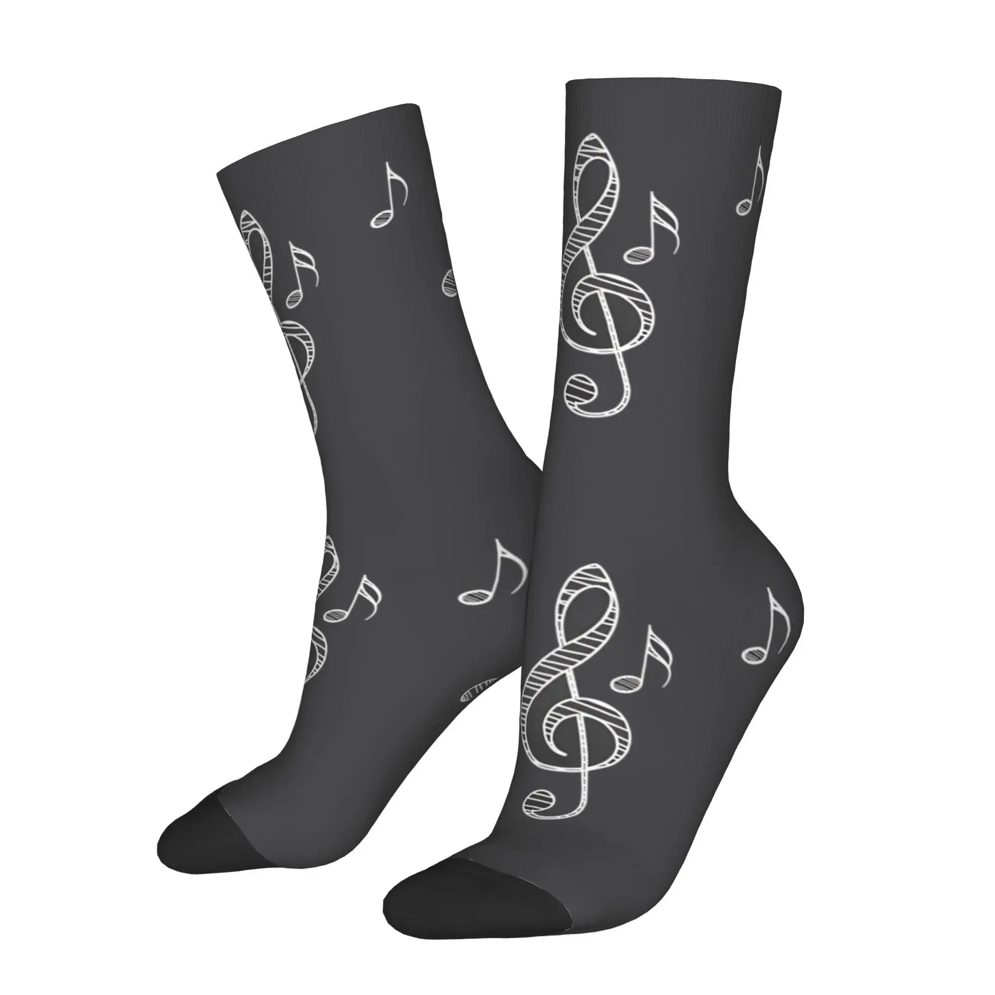 

Funny Sock for Men Music Notes Hip Hop Harajuku Happy Quality Pattern Printed Crew Sock Novelty Gift
