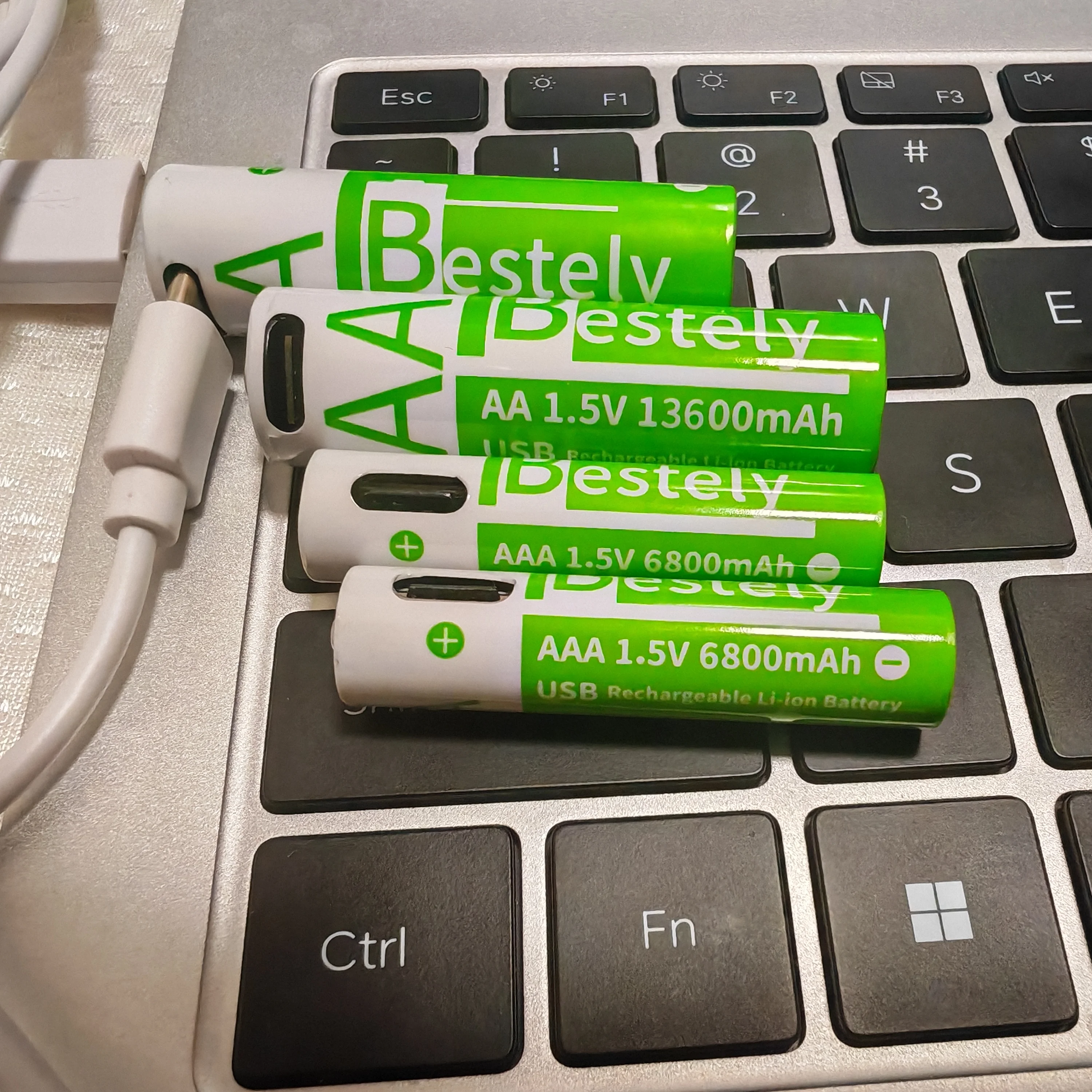 بطارية ليثيوم أيون 1.5 فولت AA 13600 مللي أمبير + AAA 6800 مللي أمبير مجموعة بطارية ليثيوم قابلة للشحن مع كابل شحن سريع USB-C من النوع C #2