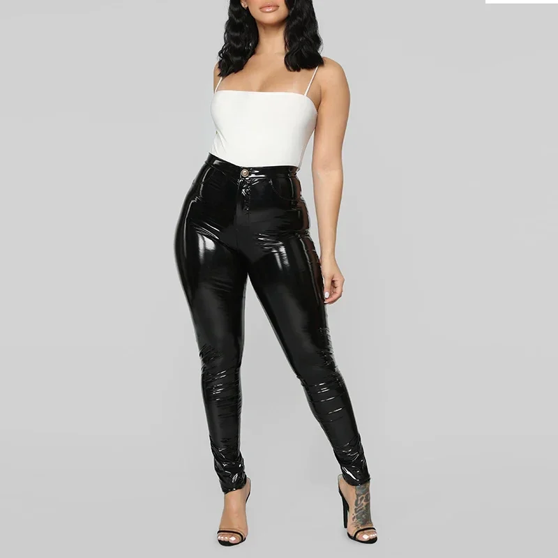 Women Faux PU Leather Pants Sexy Bodycon Leggings Autumn Winter Lady Stretch Skinny Pencil Pant Sexy High Waist Trousers Custom