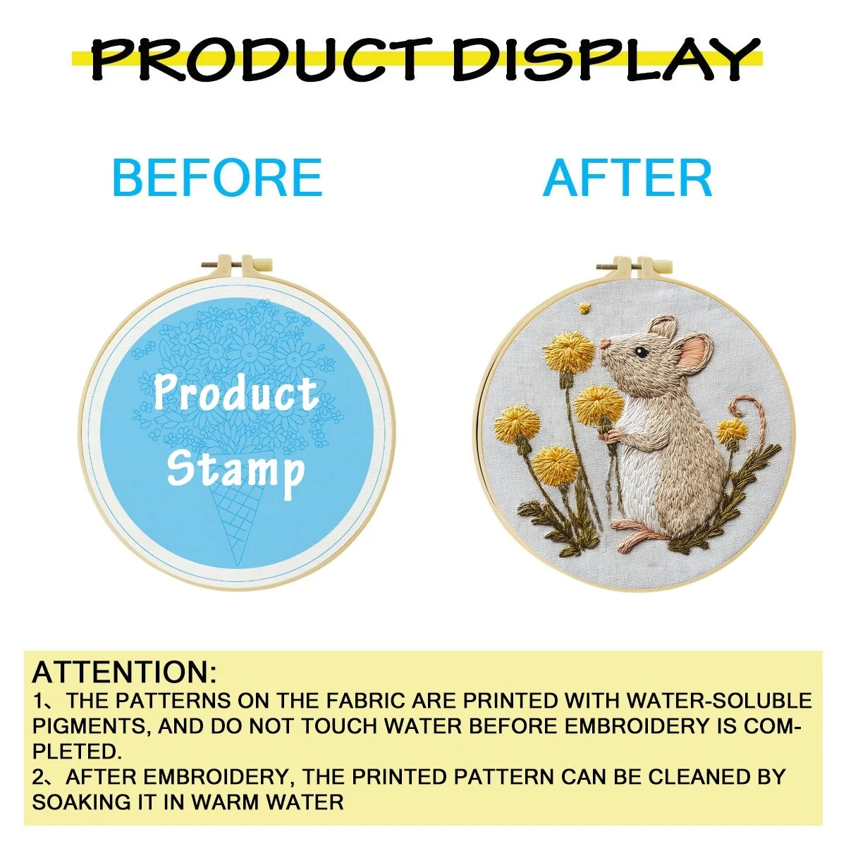 Maus mit Löwenzahn 1 Stück DIY Stickerei-Material-Set für Anfänger Stickerei-Starter-Kit Kreuzstich-Kunst als Geschenk Nähzubehör – Detail 3