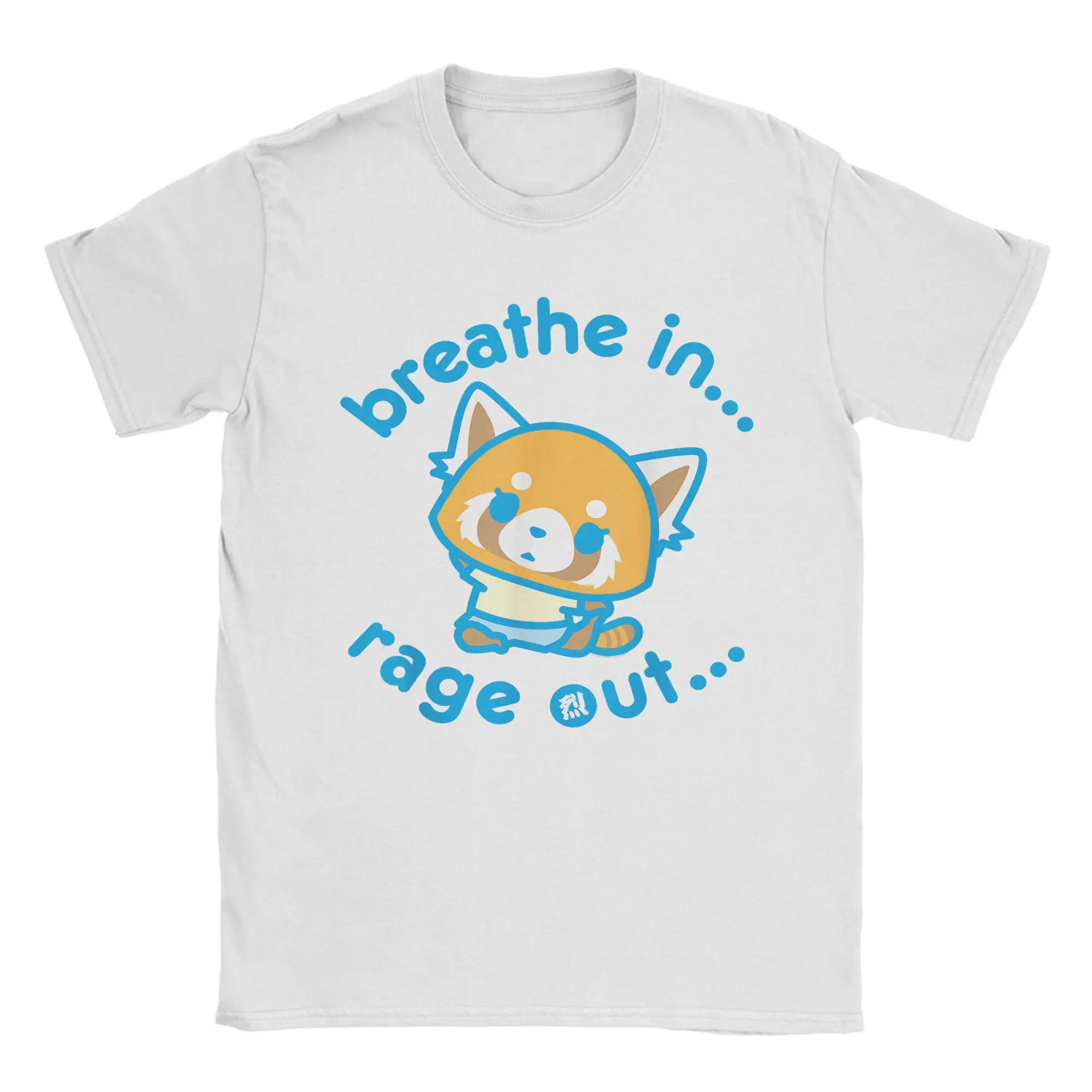 

Модные аниме-футболки Aggretsuko Yoga Breathe In Rage Out для мужчин, хлопковая футболка с круглым вырезом, футболки с короткими рукавами, летние топы