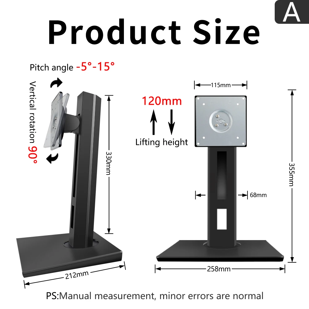 Monitor Stand Supports 24-27 Inch Vertical lift Rotation 90 Vertical Screen Holder  desk monitor stand