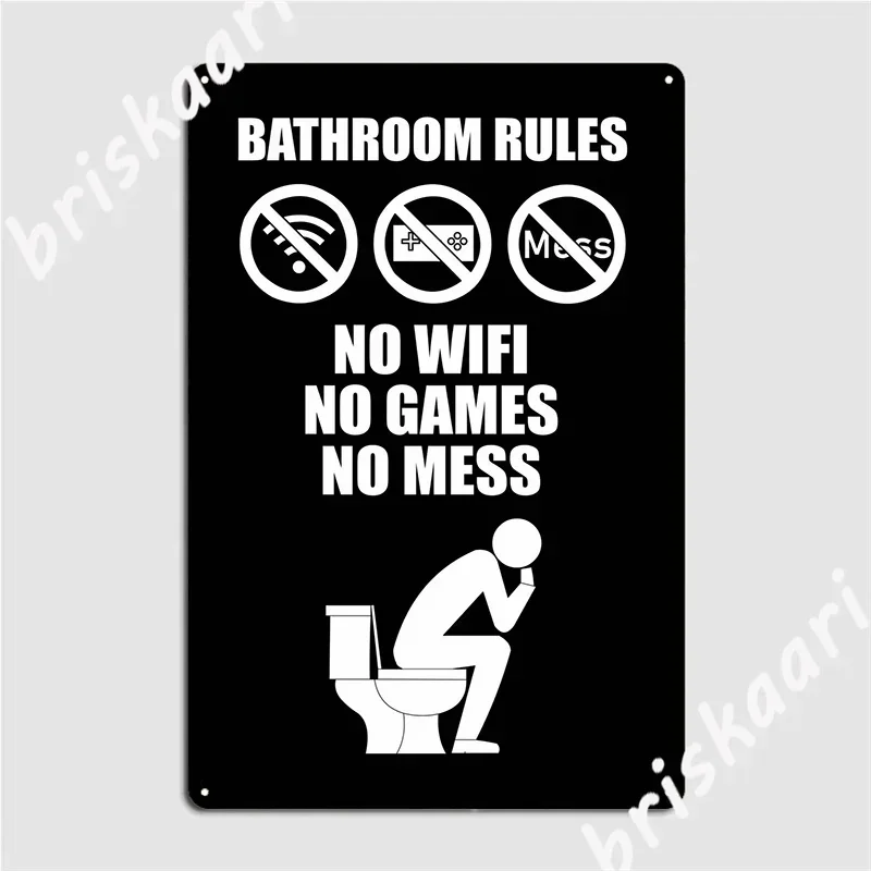 Bathroom Rules Metal Plaque Poster Personalized Wall Decor Home Cinema Living Room Tin Sign Posters