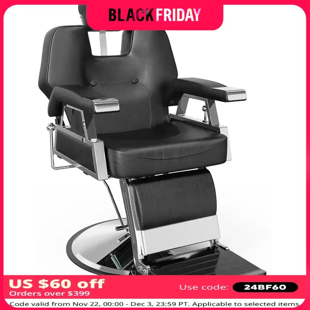 Barber Chair with 2 Hand Levers Reclining Salon Chairs for Hair Stylist Adjustable Headrest Salon Chair