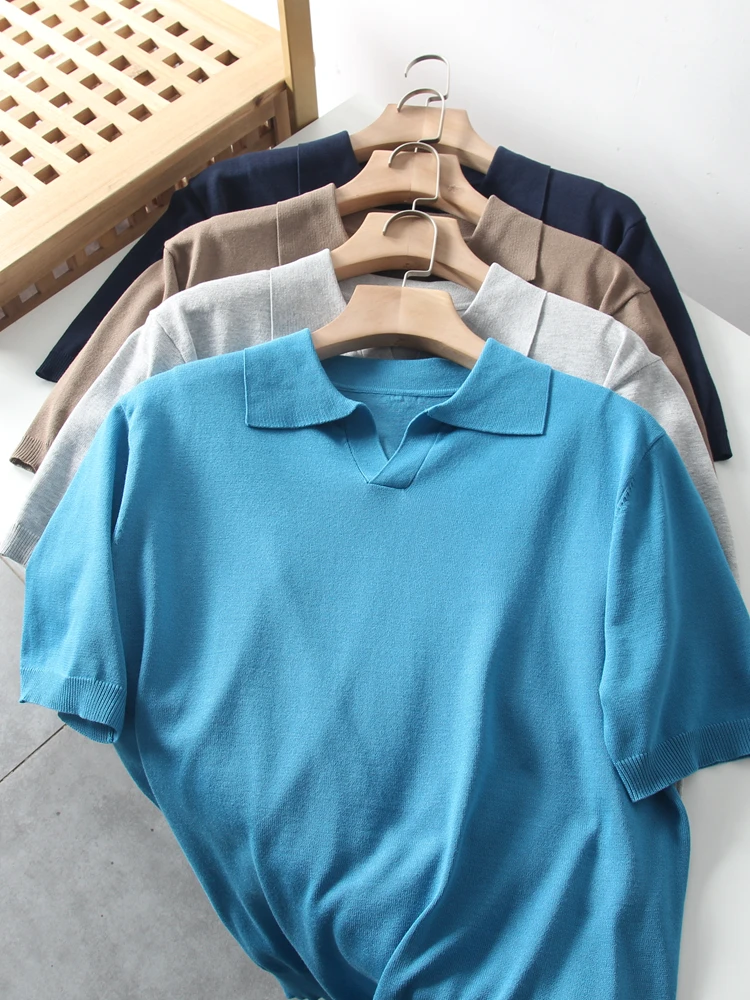  Business Style! Cool Touch! Men's Summer Comfortable Breathable Short Sleeve Knitted  Shirt Fashionable Urban S...