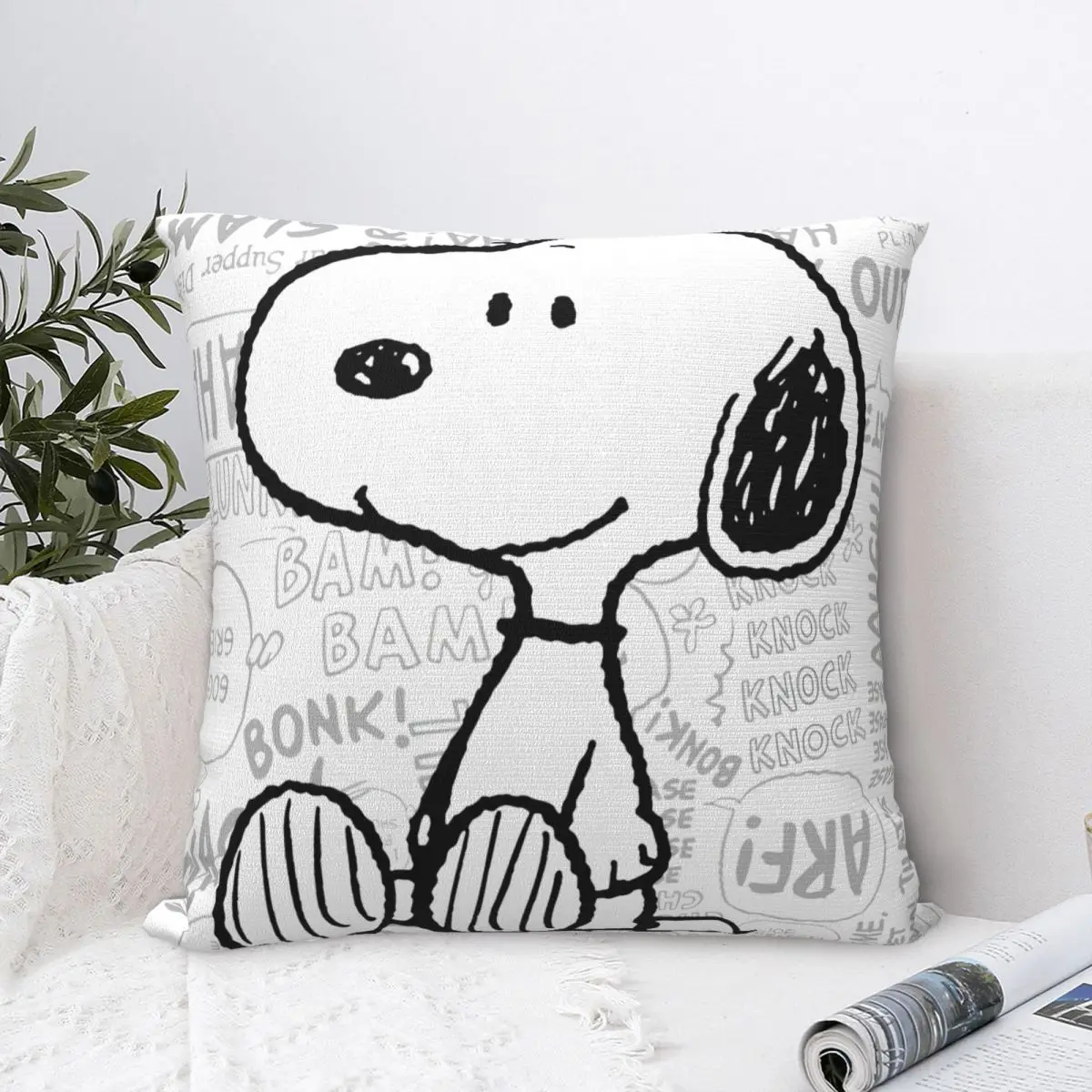 

Snoopy Peanuts Square Pillow Case Cushions for Sofa Cartoon Casual Pillowcover Home Decor