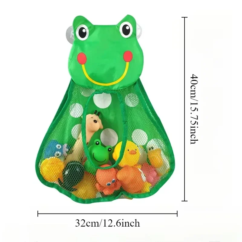 1PC Cute Duck Frog Mesh Toy Storage Bag Bathroom Sundry Storage Hanging Bag Powerful Suction Cup Toy Storage Net