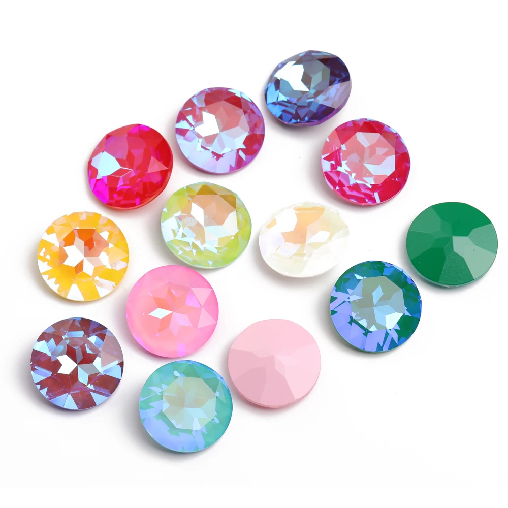 27mm 1201 Runde Glitzer-Mokka Fancy Stones Schmuck DIY Bastelbedarf Pointback Glas-Strasssteine zum Nähen Kristall-Strass