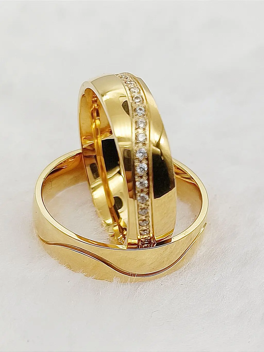 Eternity Promise Couple Wedding Rings For Men And Women Love Bands Alliance Cubic Zirconia 18k Gold Plated Titanium Jewelry