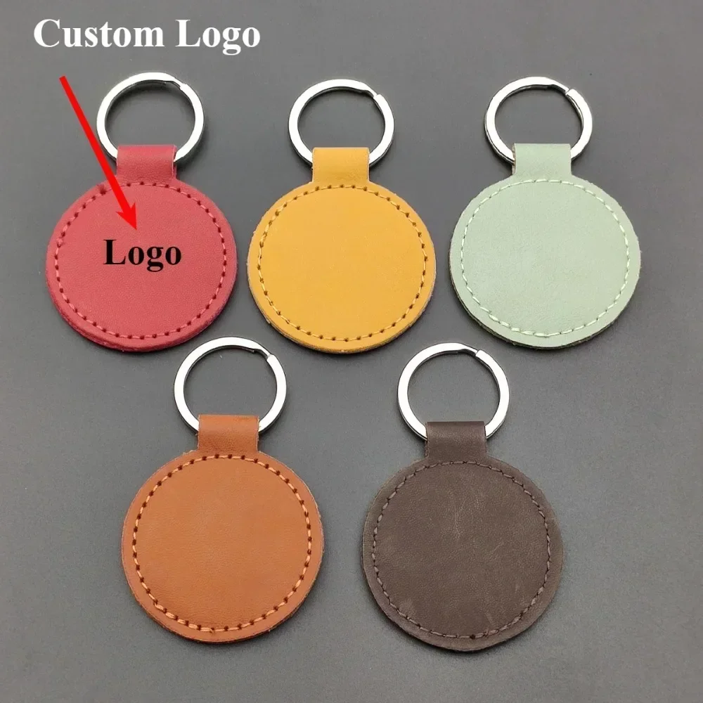 

Multiple Colors Rotundity Leather Metal Trendy DIY Mobile Phone Number Anti-Lost Car Keychain Keyring Key Chain Ring Portable