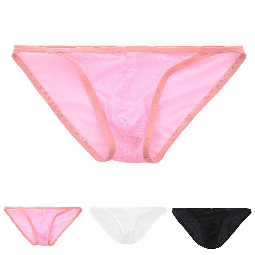 

2025 New Men Mesh Translucent Briefs Underwear Breathable Low Rise Wave Pattern Panties