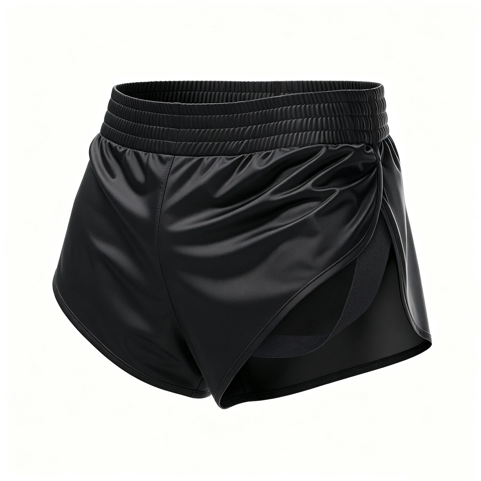 Herren Satin Glänzende Arrow Pants Boxershorts mit Seitenschlitz Sexy Unterwäsche Loungewear Inner Jockstrap Mesh Pouch Schlafhose