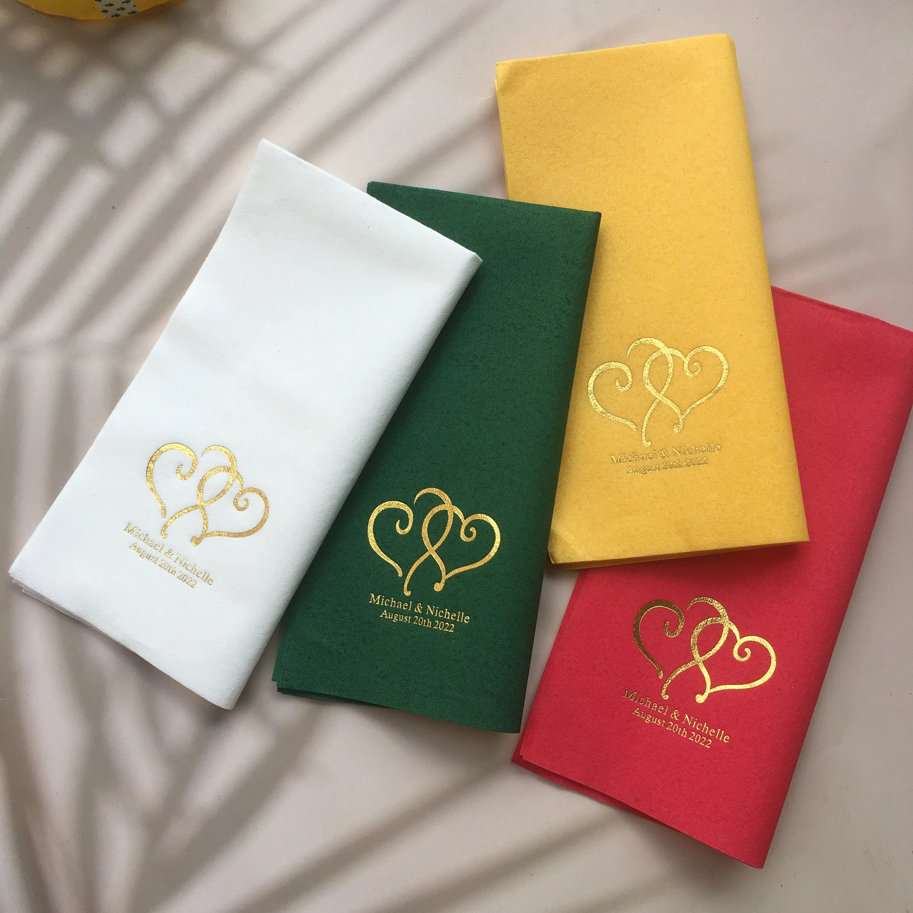 

60Pcs/Lot Gold Printed Beverage Napkins Wedding Custom Napkins Baby Shower Bridal Shower Personalized Beverage Napkins