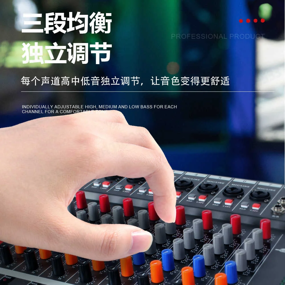 Professional 8-way digital mixer stage performance home fever live broadcast dedicated Bluetooth USB small effect device