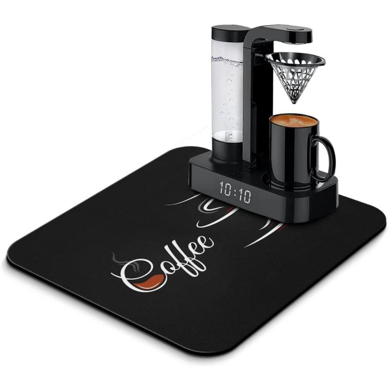 Coffee Bar Mat  for Countertop Absorbent Hide Stain Rubber Backed Dish Drying Mats for Kitchen Counter Draining Pad Decor Gift