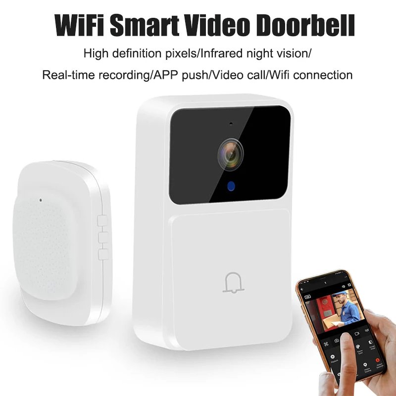 

WiFi Video Doorbell Wireless HD Camera IR Night Vision Two Way Intercom Voice Change Door Bell For Smart Home Security