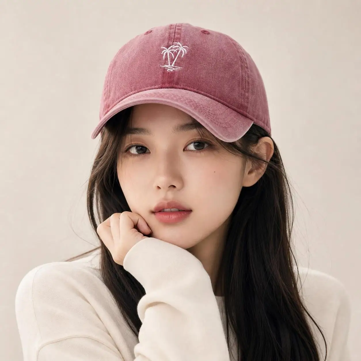 Retro Embroidered Coconut Tree Baseball Cap for Women Men Fashion Sunscreen Sun Hat Outdoor Classic Duckbill Cap