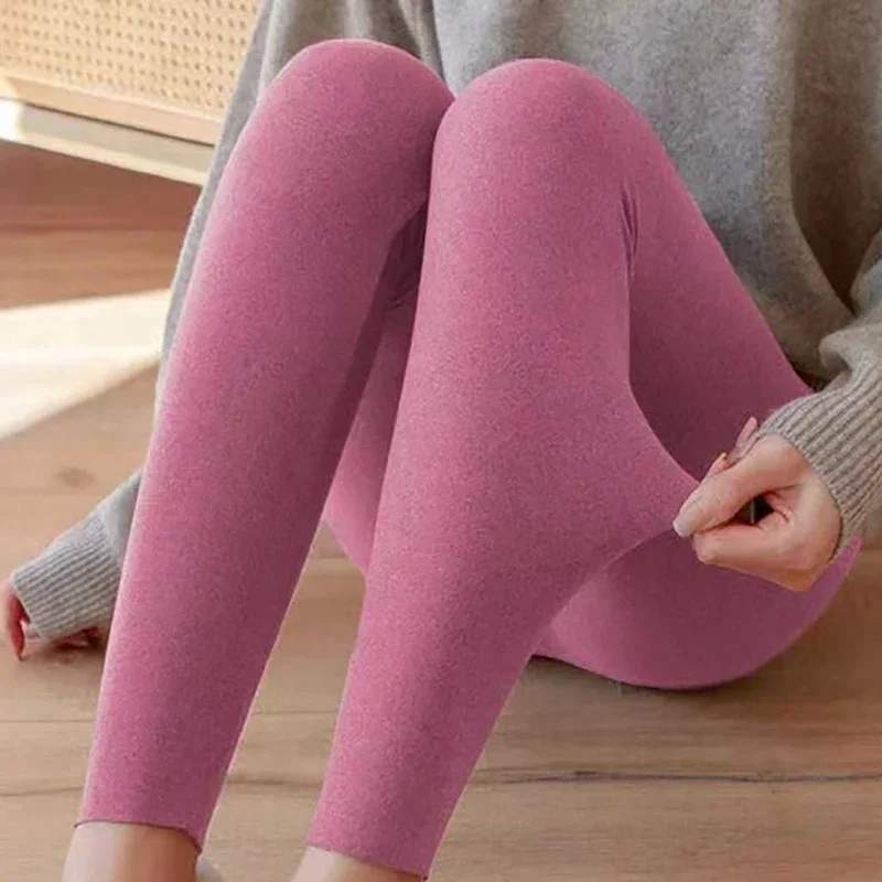 Autumn and winter plush German velvet autumn pants with elastic waist and slim fit for women's leggings and warm pants for women