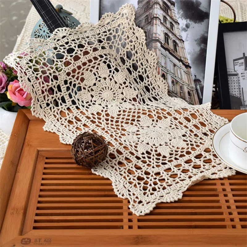 New cotton table place mat pad cloth crochet placemat wedding Handmade Christmas flower kitchen Table decoration and accessories