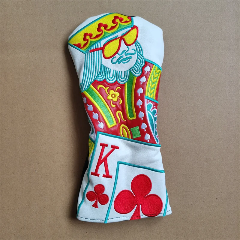 Playing Card Golf Club Head Covers PU Leather Golf Driver Fairway Wood Hybrid Headcovers For Man Women