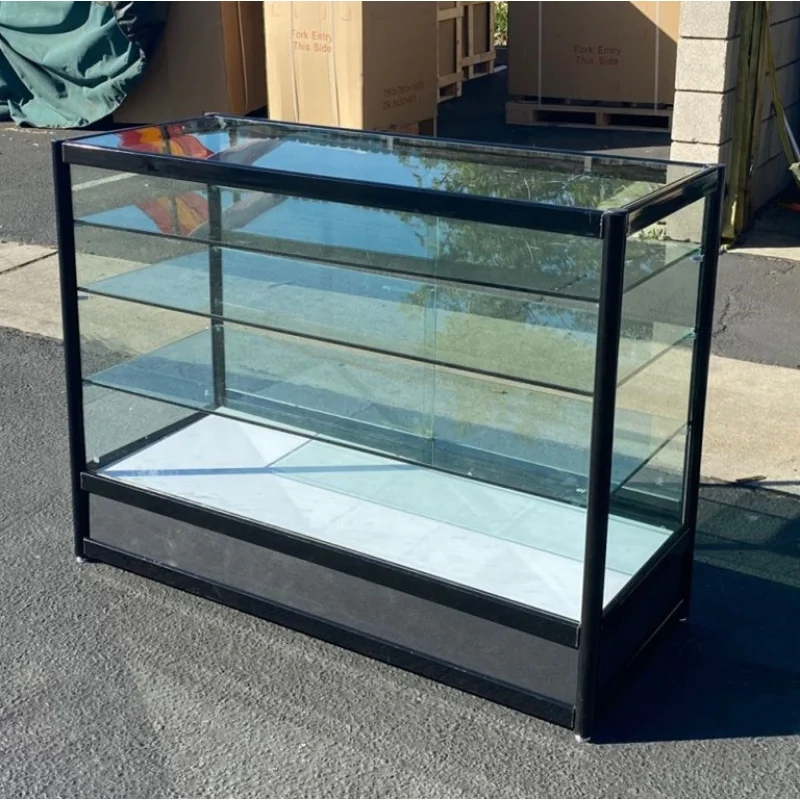 2025 customized.48 ''led glass counter aluminum frame smoke shop showcase retail