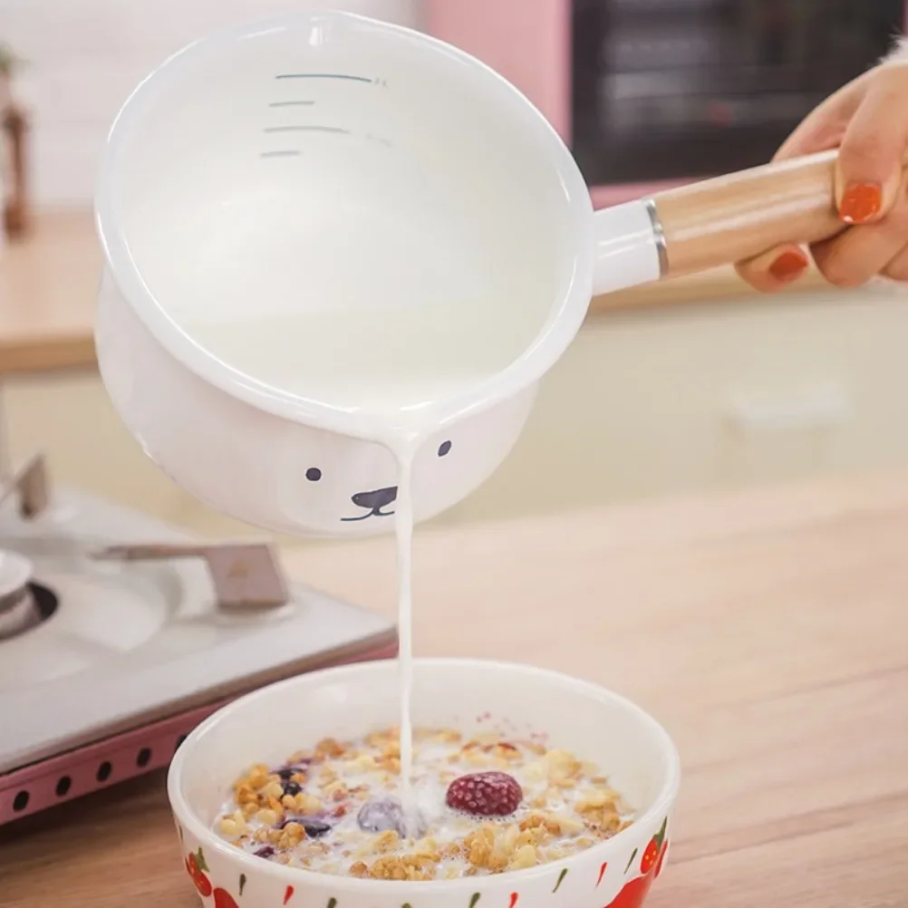 Japanese Enamel Milk Pot Baby Complementary Food Cooking Pots Thickened Single Handle Kitchen Pot Induction Cooker Gas Universal