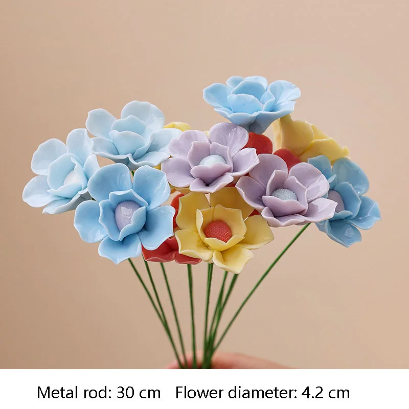5 Stück Wildblumen Hochtemperaturbeständige Handgefertigte Keramik-Simulationsblumen Ewige Blumen für Geschenke und Heimdekoration – Detail 9