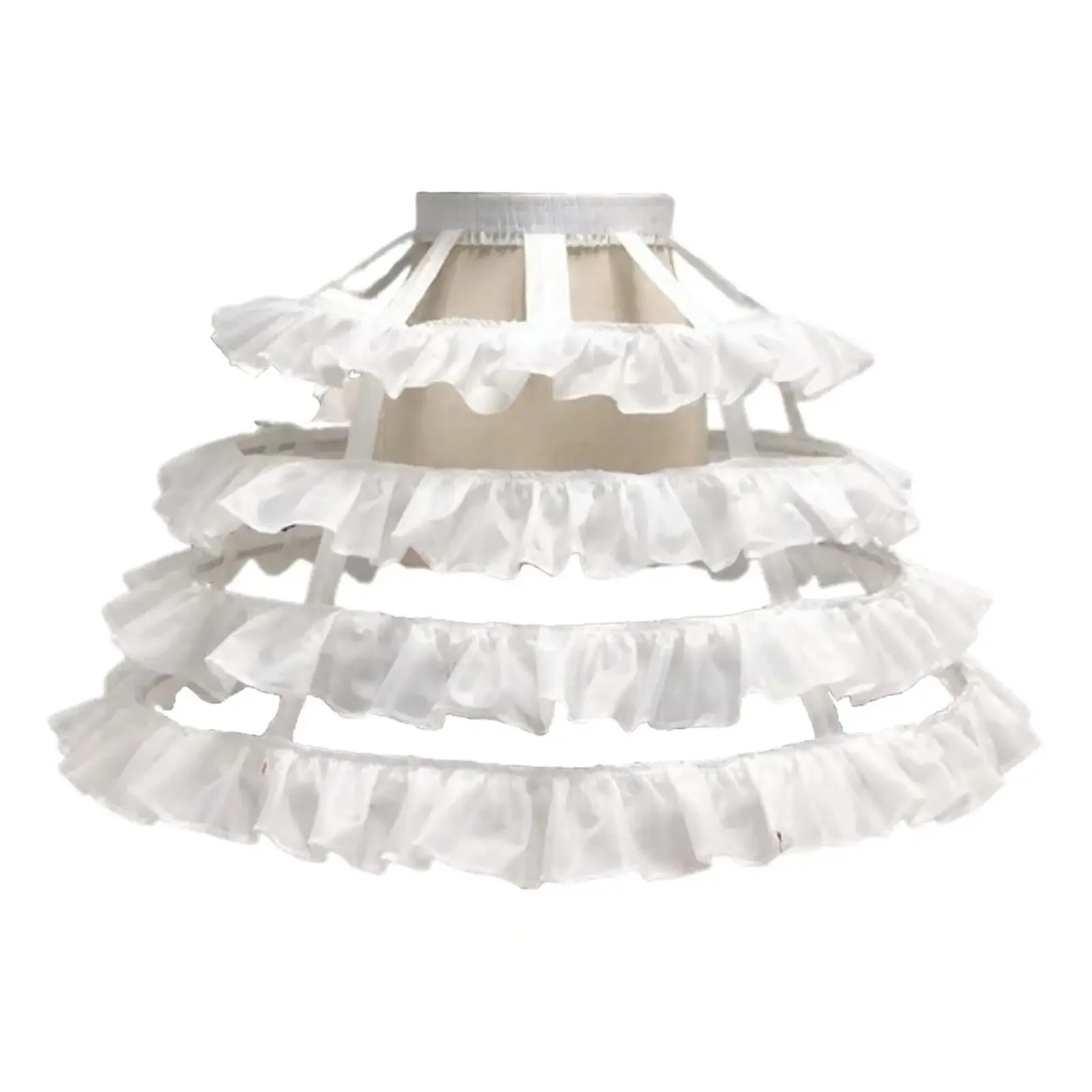 

Women's A-Line 4 Hoop Skirt Petticoat Layering Lace Trim Skeleton Lolita Cosplay Birdcage Adjustable Underskirt