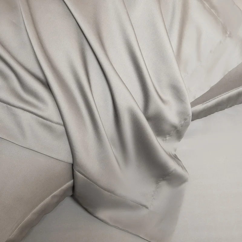 Gray High-End Tencel Satin Flat Sheet Solid Color Bed Sheet Soft Comfortable Smooth Bedsheet Luxury Bedding Sheet(no pillowcase)