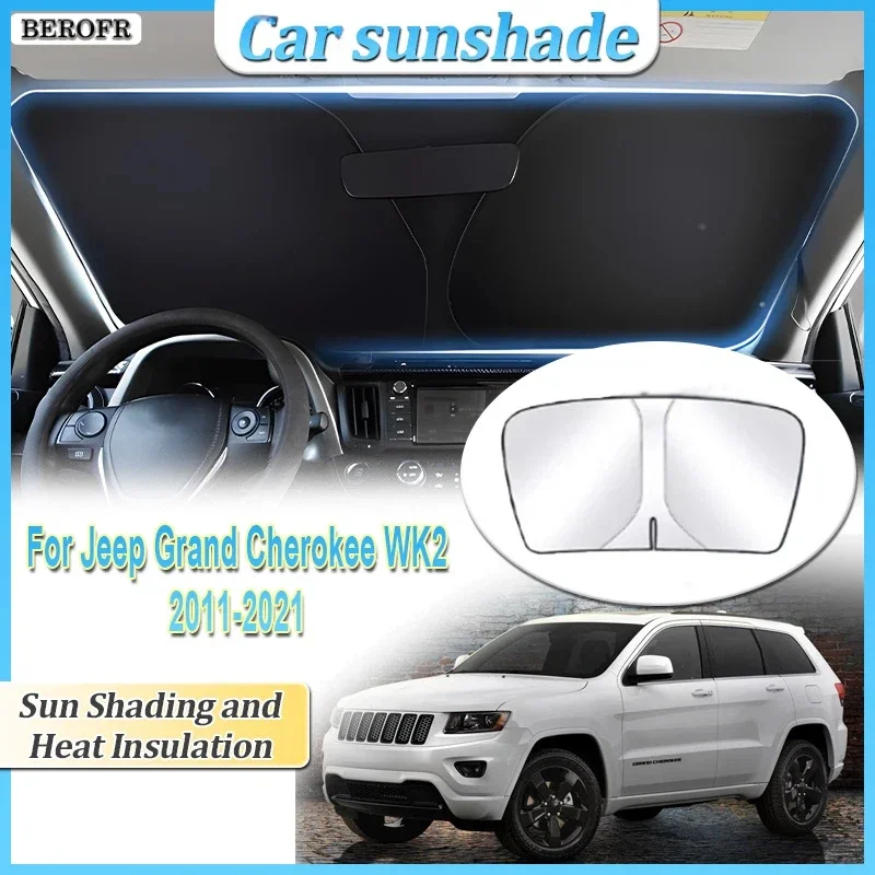 For Jeep Grand Cherokee WK2 2011 2012~2021 Front Windshield Sunshade Car Sun Protection Steel Ring Heat insulation Accessories