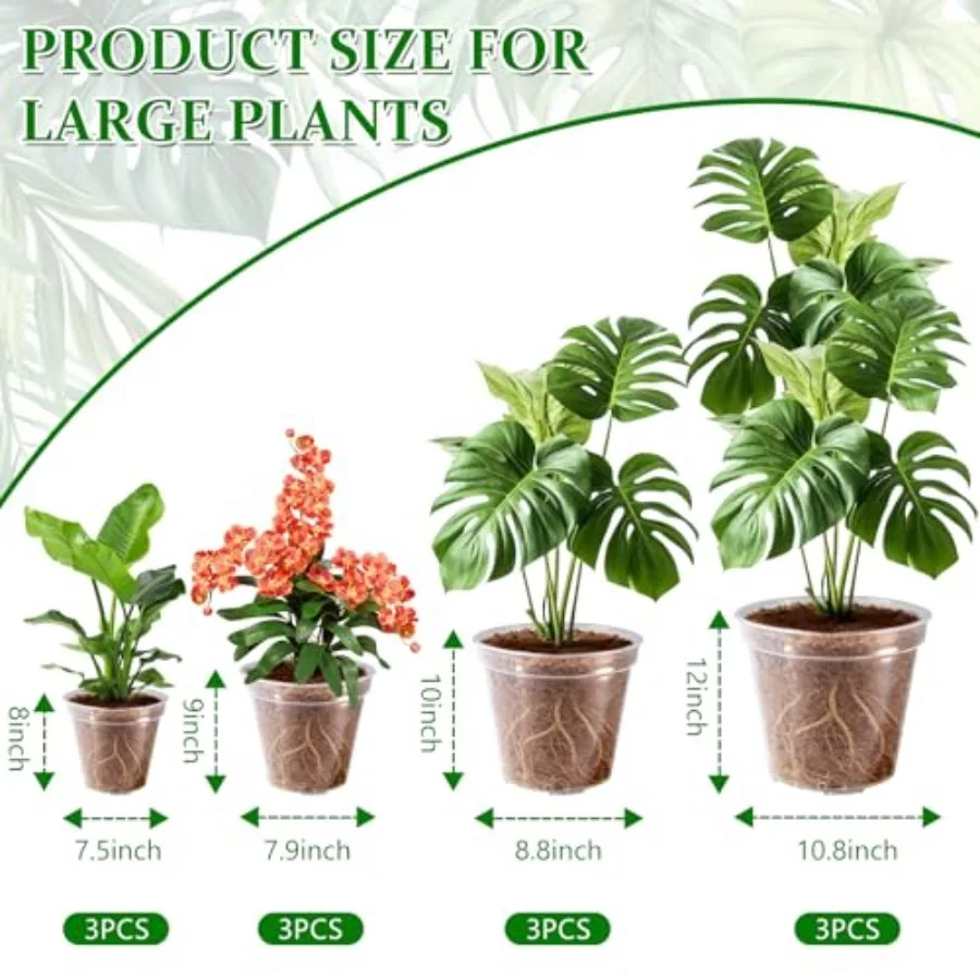 Nursery use: clear plastic pots, transparent, 8/9/10/12 inch variety pack with drainage holesenhances root health for orchids a