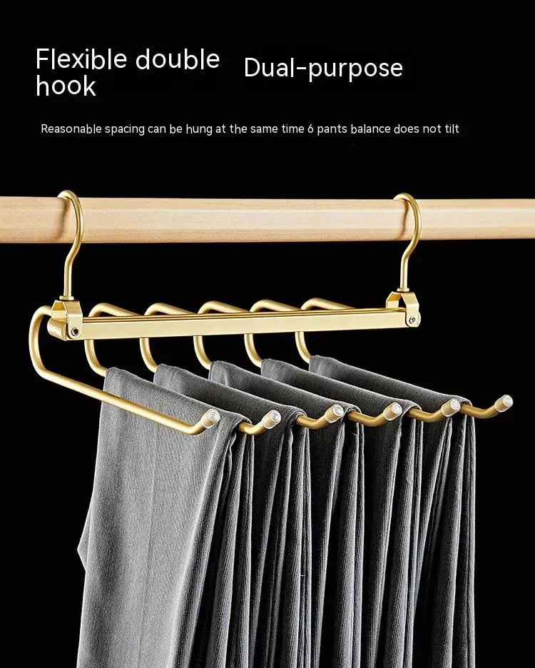 Foldable Pants Hanger with 6 Layers Space Saving Clothes Jeans Hanger for Closet Heavy Metal Rack for Trousers