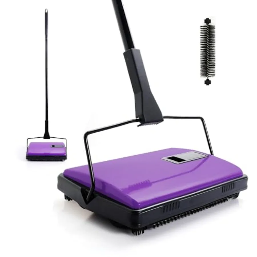 

Manual Carpet Sweeper Cleaner for Home and Office Use on Low and Undercoat Carpets Rugs Pet Hair Dust Scraps Paper and Small Ru