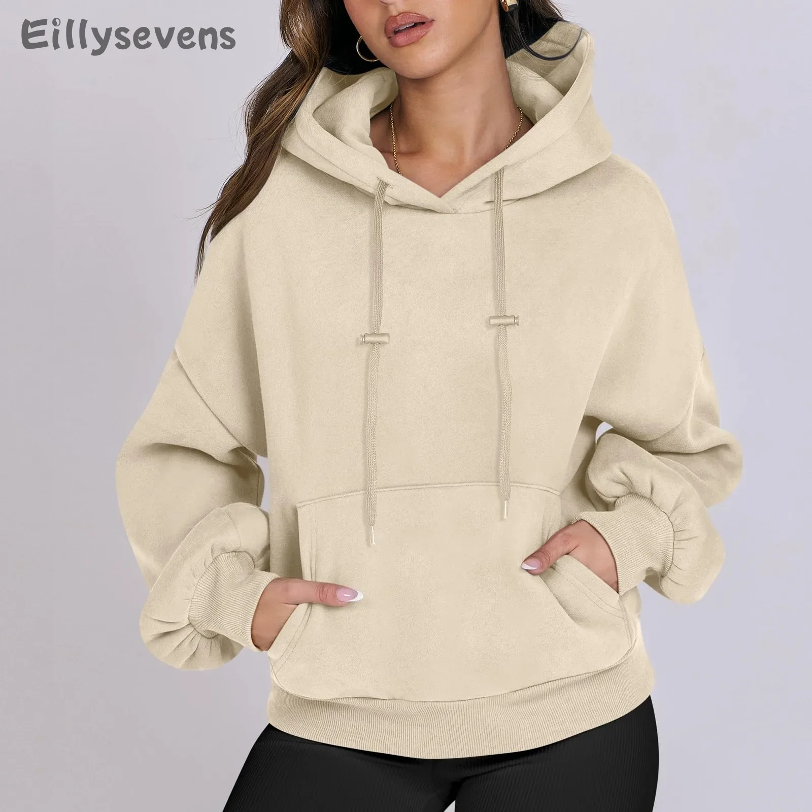 

Fashion women 's Hoodie Casual Hoodies Pullovers Sweatshirts Women's Clothing Top Solid Color Hoodies Sweatshirt with pockets