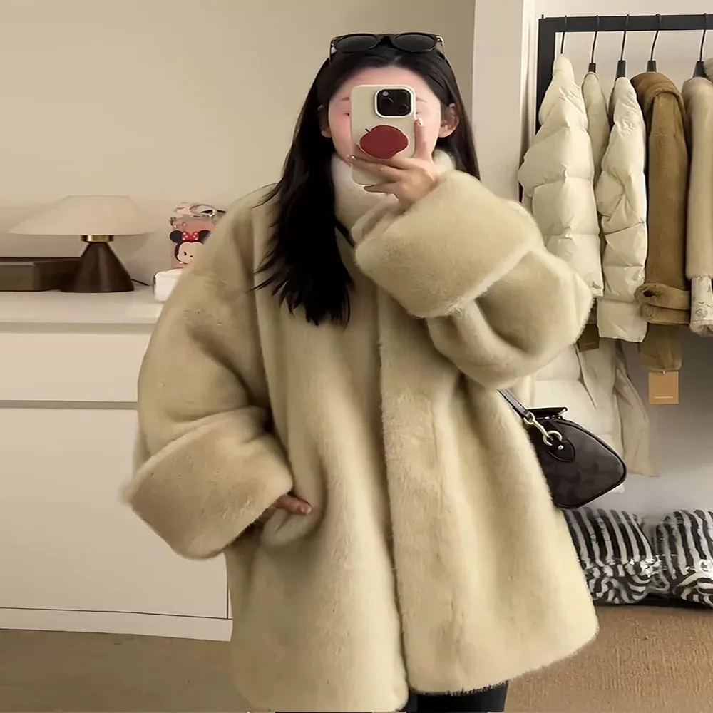 2026 New Women's Mink Fur Coat Winter Stand Collar Mid-Long Fur Integrated Overcoat Warm Mink Fur Jacket