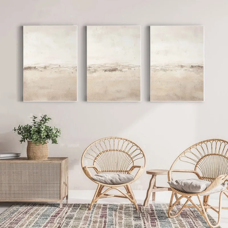 ملصقات ومطبوعات تجريدية بيج ، فن بسيط بسيط بسيط محايد على الطراز الاسكندنافي ، لوحة قماشية ، صورة جدارية لديكور غرفة المعيشة #4