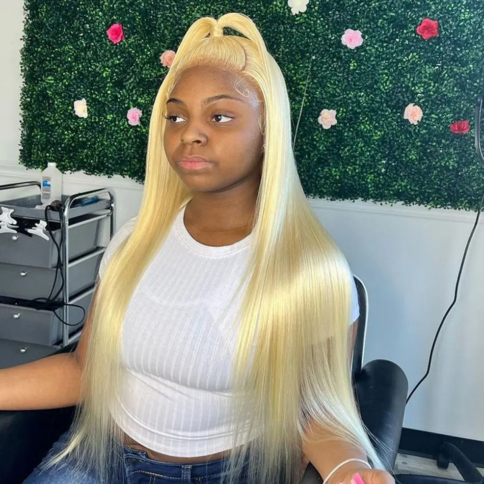 

30 36 дюймов 613 13x6 Hd Кружевной фронтальный парик Прямые парики из натуральных волос 200% Плотность Светлый парик 613 Парик из человеческих волос Бразильские волосы