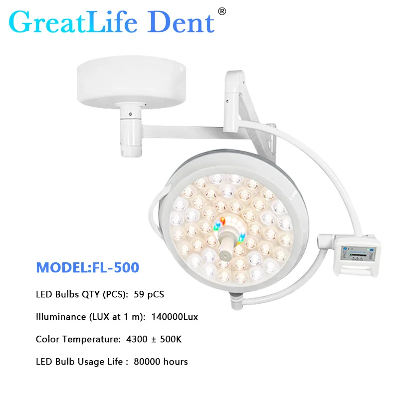 GreatLife Dent 145w 145 Leds Double Head RGB optical Cold Shadowless Operation Ceiling Wall-Mounted Dental Pets Exam Light Lamp