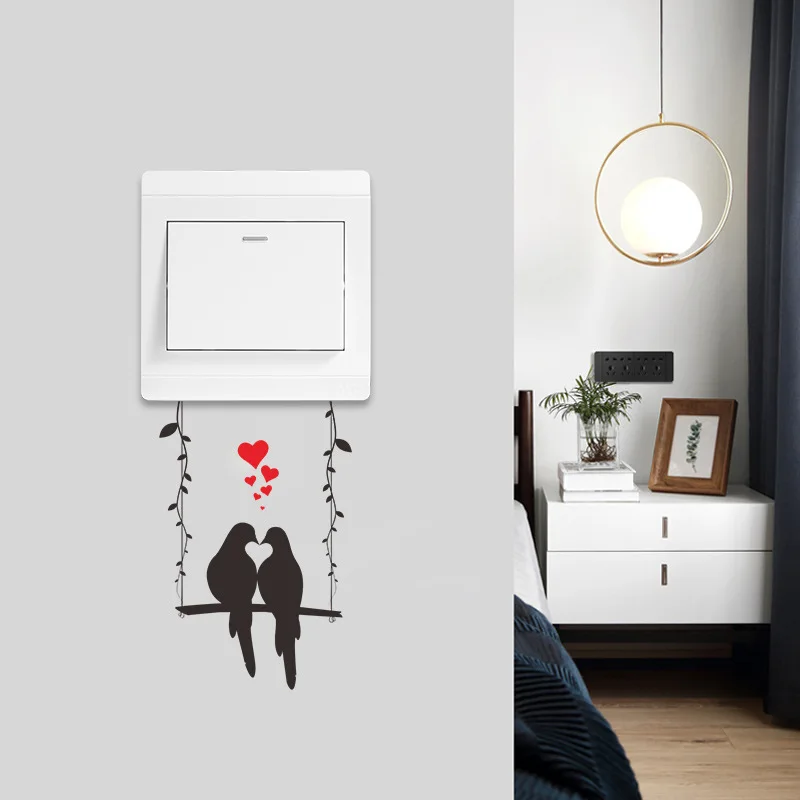1 cartoon swinging couple switch decorative wall sticker